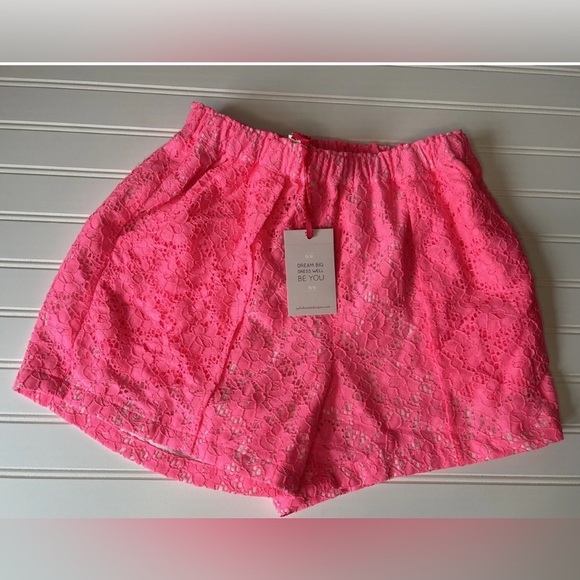 Julie Brown NYC Shorts 4 Small Pull On Pink Lace Overlay NEW.     50 - Picture 1 of 2